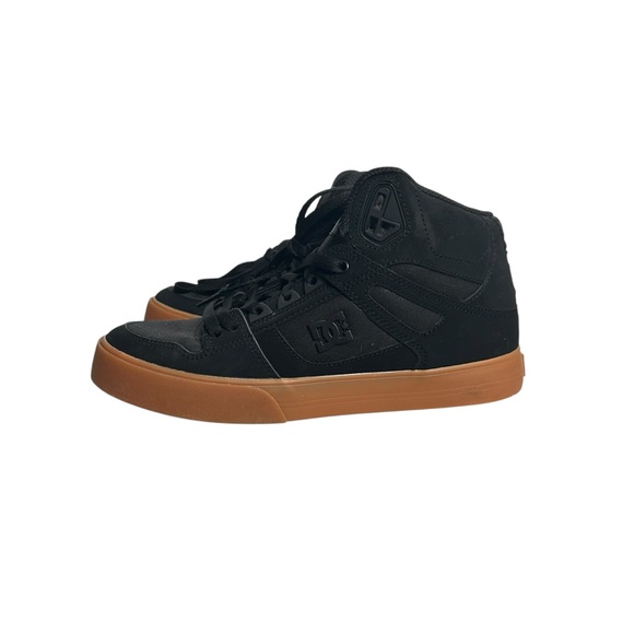 DC Men's Pure High-Top WC Skate Shoes Black Leather Suede Gum Size 8.5 - Picture 2 of 8